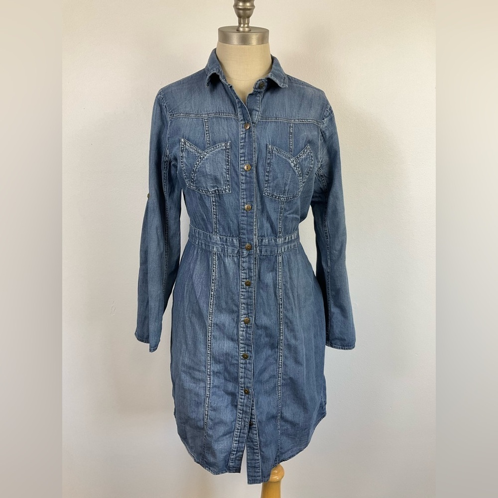 TRULLI Lightweight Denim Shirt Dress Tab Sleeves Multiple Sizes Available Women
